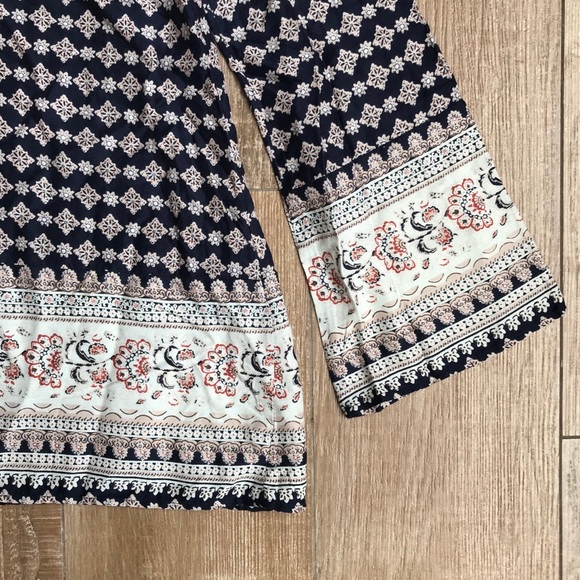 Full Tilt NWOT • Bell Sleeve Boho Navy Blue Blouse - Picture 6 of 9